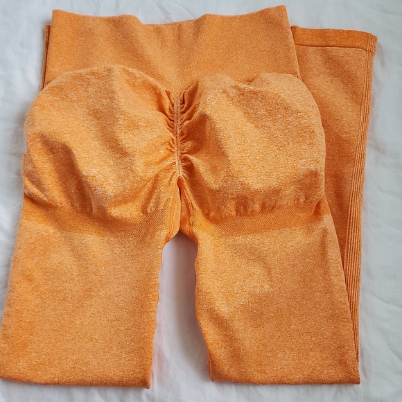Womens orange active stretch workout leggings - Picture 3 of 5
